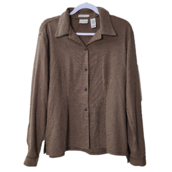 VILLAGER vintage houndstooth button-down long sleeve shirt, Sz L (Ptp 21.5") - Picture 1 of 8